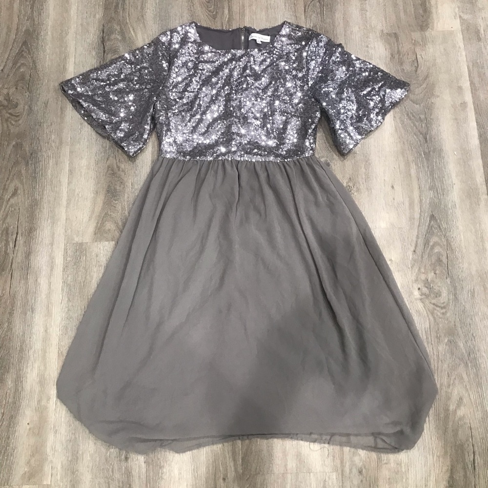 Grey sequin special occasion dress